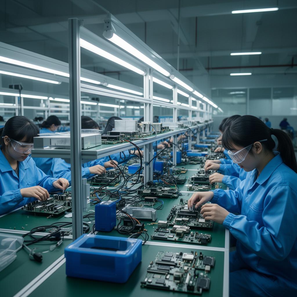 Linha de produção em fábrica chinesa | base operacional Flux Comex em Zhongshan